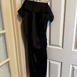 Helmut Lang Black Ruffle Embellishment Ruched Silk Black Dress - Sz 10